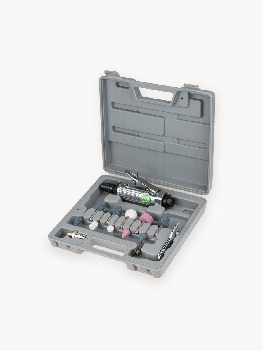 Пневмошлифмашина прямая с набором шарошек в кейсе ECO ADG25-01