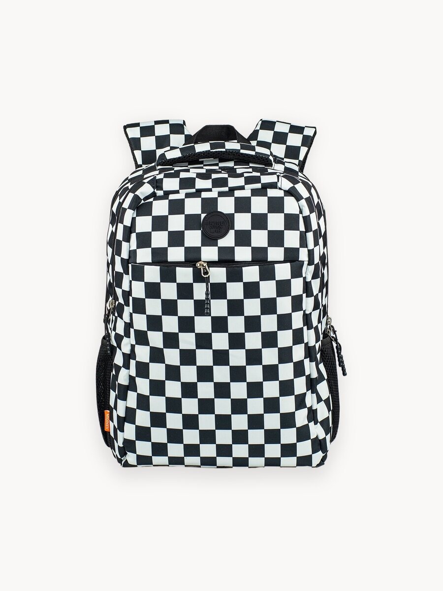 Рюкзак в клеточку, школьный, городской, повседневный. Грудная стяжка, мягкие лямки