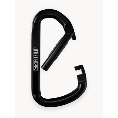 Карабин FITFILIP D-образный, зубчатый замок, сталь, черный, 10х58х130 мм