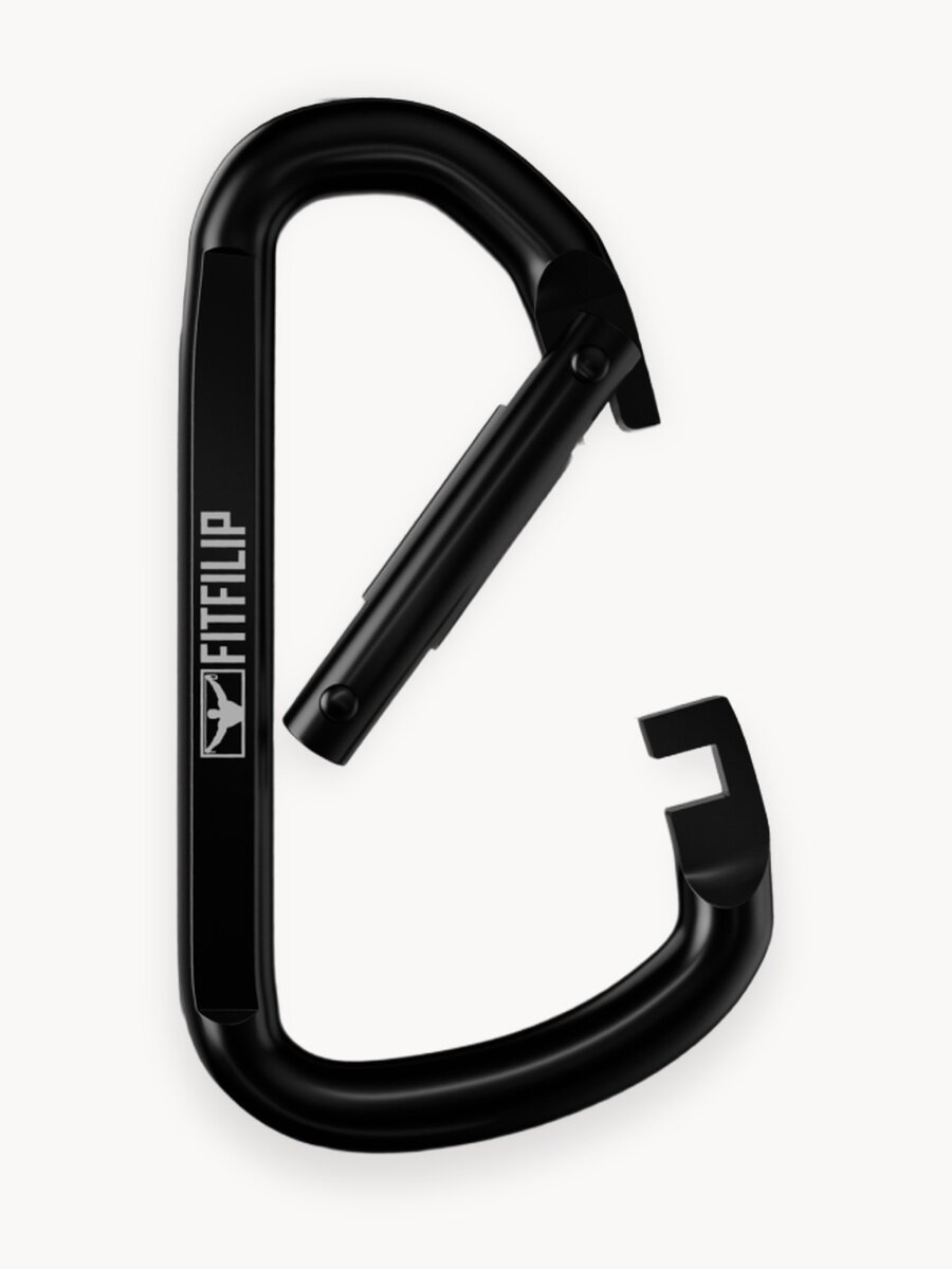 Карабин FITFILIP D-образный, зубчатый замок, сталь, черный, 10х58х130 мм