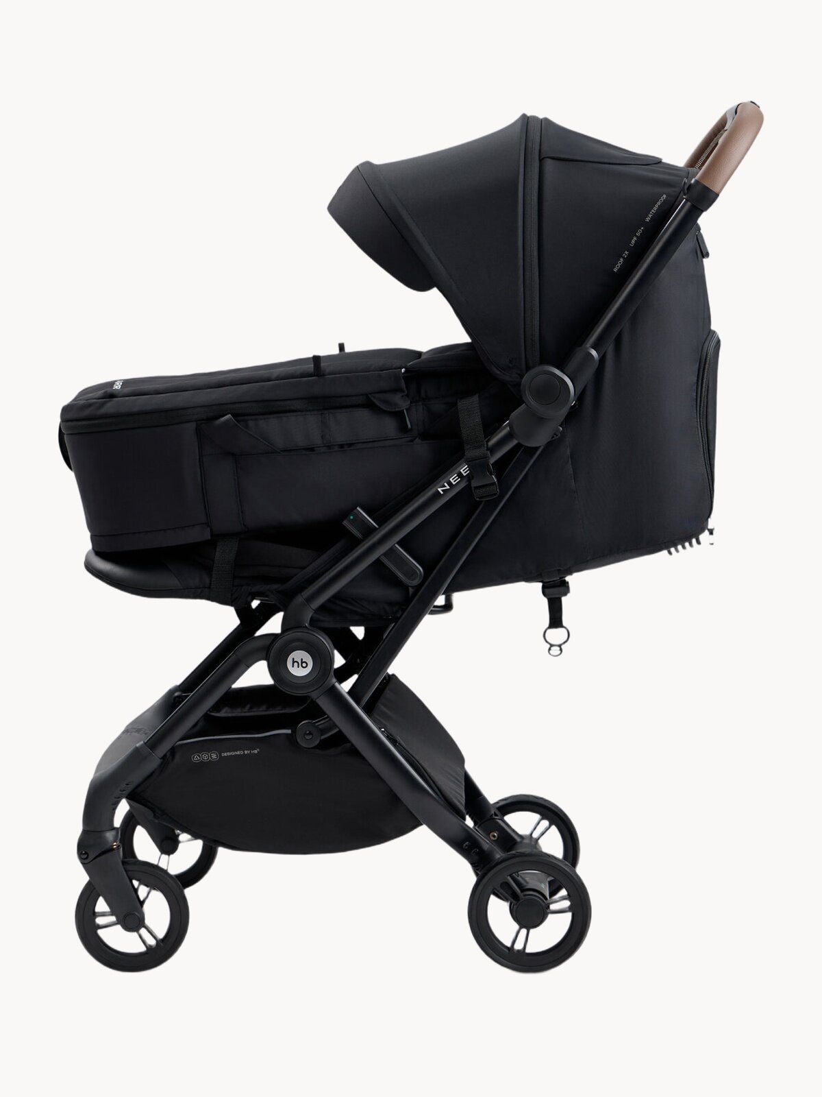 Коляска прогулочная Neez от Happy Baby, детская всесезонная, в комплекте: дождевик, москитная сетка, матрасик, черная