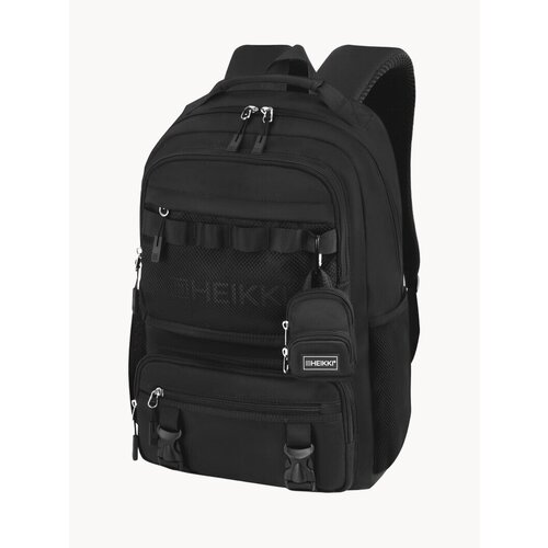 Рюкзак женский мужской, школьный спортивный городской, для подростка черный с отделением для ноутбука и кошельком, 44х31х14 см, Heikki, 273864