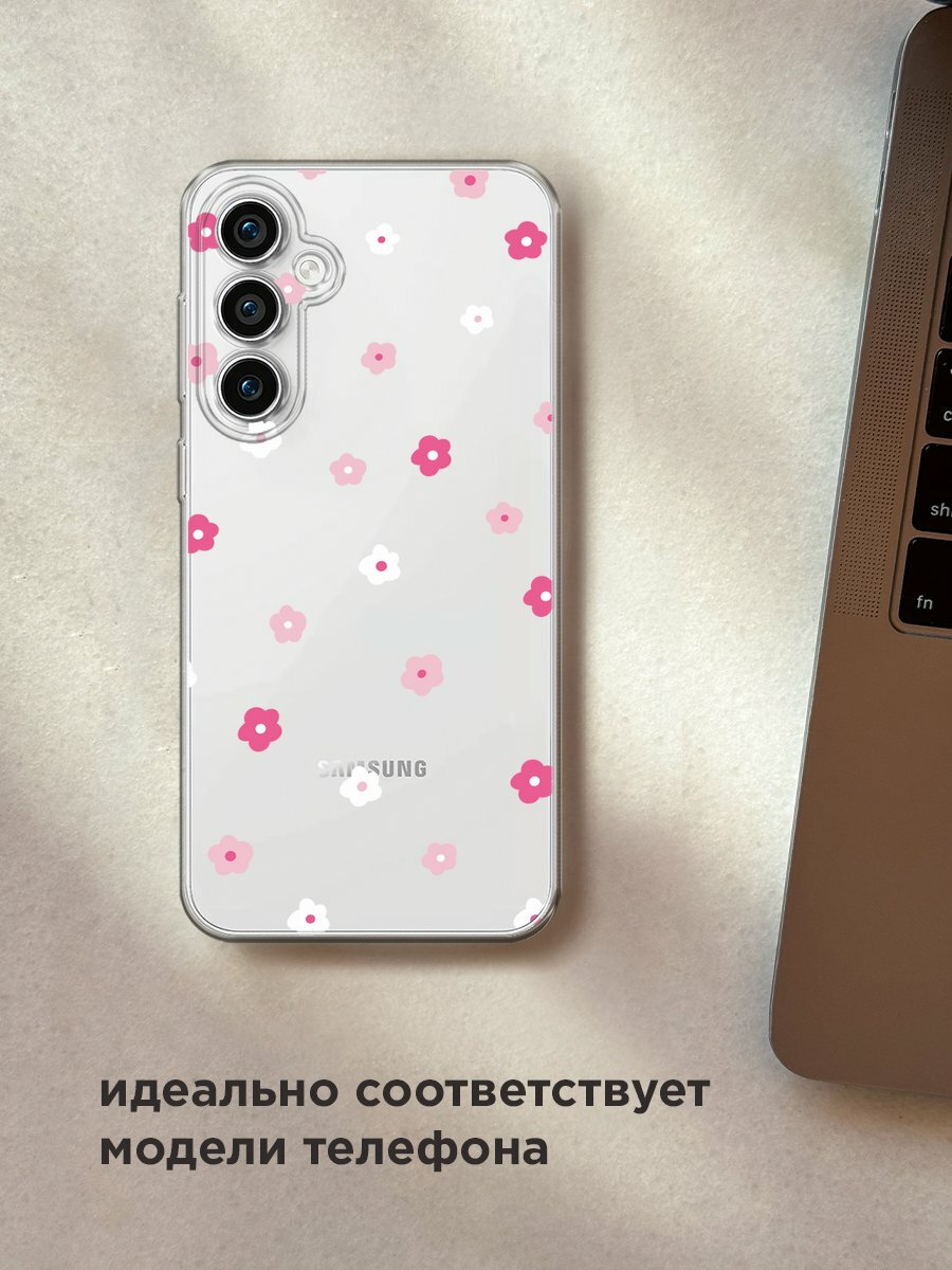 Чехол на Samsung Galaxy S23 FE 5G / Самсунг Галакси S23 FE 5G с принтом "Весенние цветочки рисунок", прозрачный — фото 1