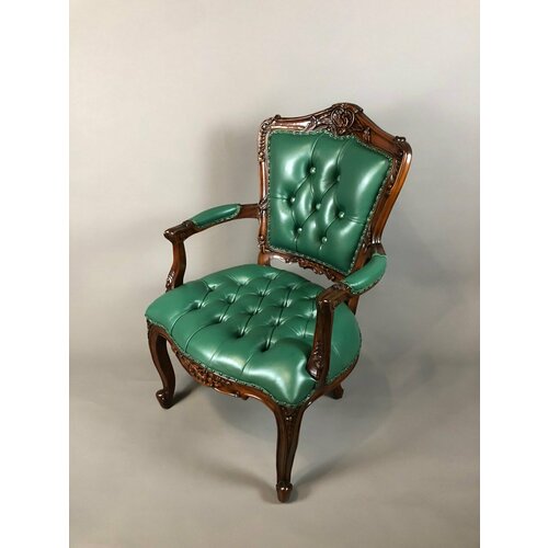 фото Кресло domkorleone с обивкой из натуральной кожи, красное дерево (mahogany wood), цвет орех hp дом корлеоне