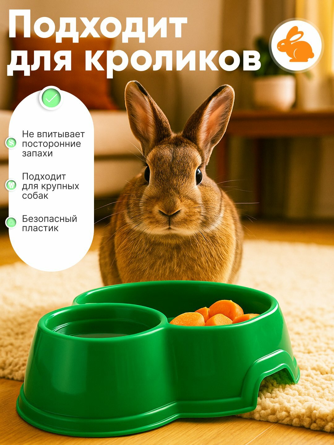 Миска для собак и кошек, двойная, зеленая, 2 секции, 25x19,5x6,5 см — фото 1