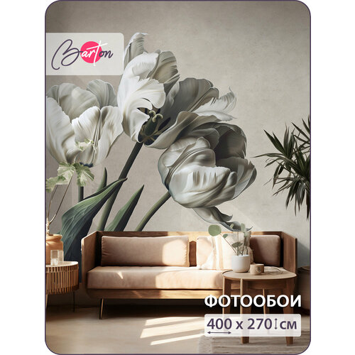 фото Фотообои на стену флизелиновые 3d цветы тюльпаны 400х270 см bartonwall f093-b barton wallpapers