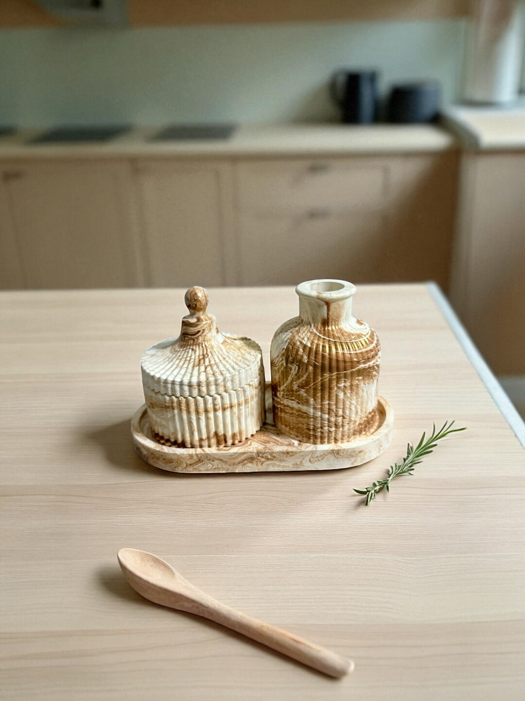 Декоративный набор из гипса Париж, 18 * 9 * 9 см - Бежевый меланж