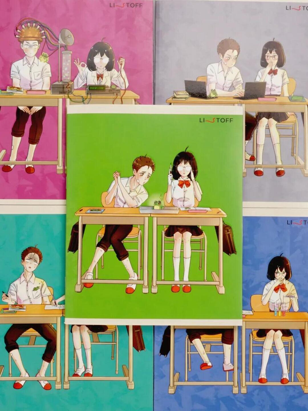 Комплект тетрадей, А5, 48 листов, 5 шт, в клетку, для девочек