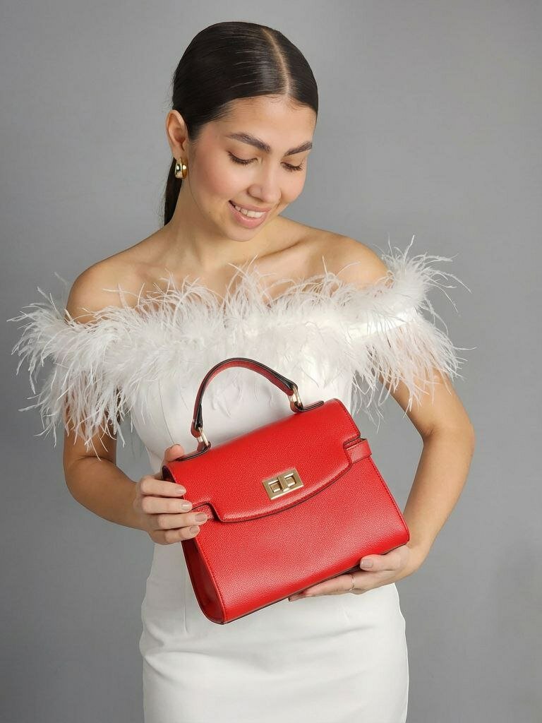 Сумка кросс-боди Evangelina May, фактура матовая, зернистая, красный — фото 1