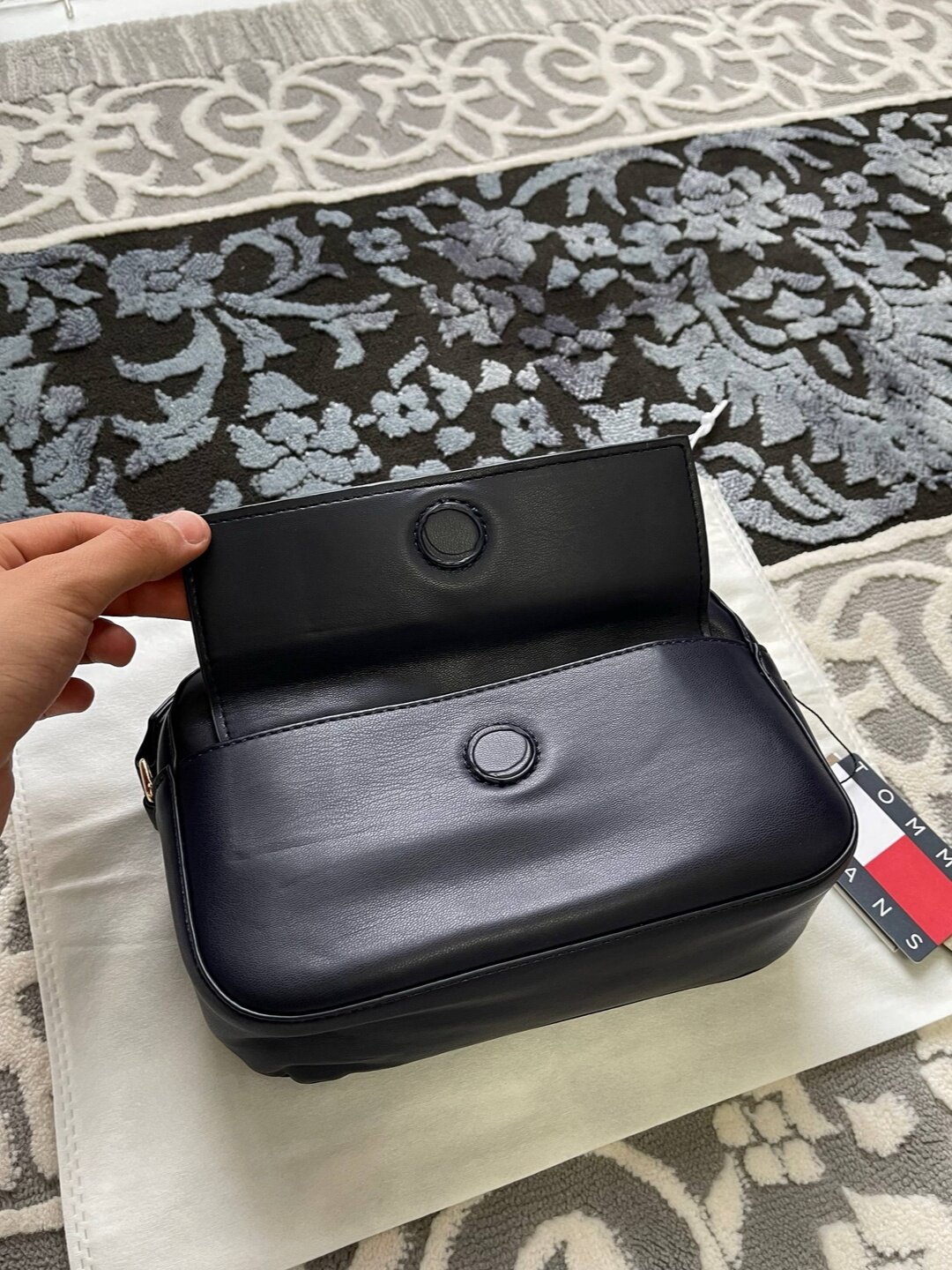 Сумка барсетка , фактура гладкая, темно-синий — фото 1