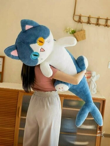 Изображение товара Мягкая игрушка кот акула обнимусь / Кот акула батон обнимашка 130 см