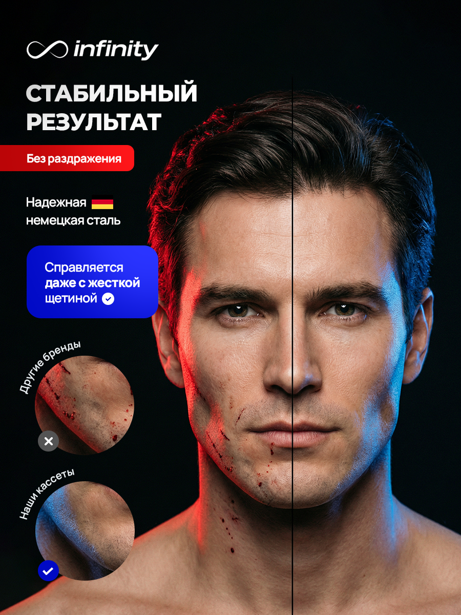 Кассеты для бритвы INFINITY "Geroy", нержавеющая сталь, черные, 2шт — фото 1