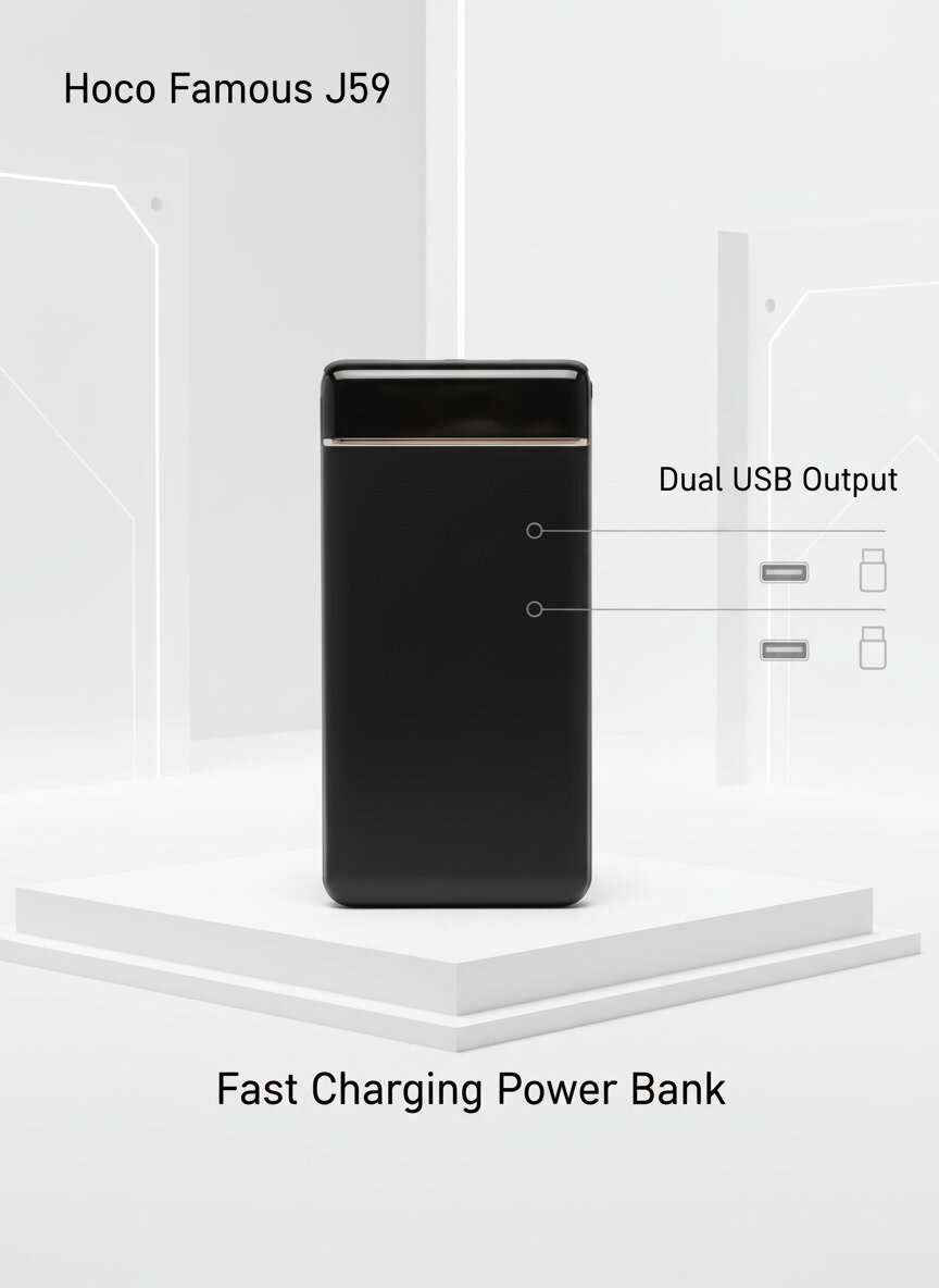 Аккумулятор Hoco Famous J59, 10 000 мАч, с двумя USB-портами — фото 1