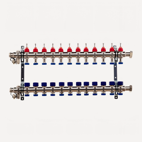 Изображение товара Коллекторная группа TST, с расходомером, 1", 12 выводов, нержавеющая сталь
