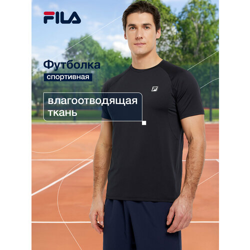 фото Футболка спортивная fila men's tennis solid t-shirt, размер 50, черный