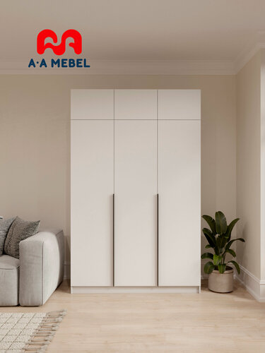 Изображение товара Шкаф A-A MEBEL Айгер распашной с ящиками и полками трехстворчатый 150х60х236 см белый