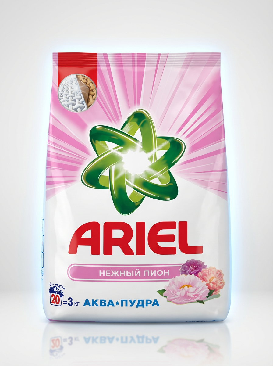 Стиральный порошок Ariel Нежный Пион Аква-Пудра, автомат, для универсальной стирки, без фосфатов, 3 кг