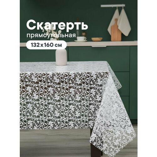 фото Скатерть с рисунком столовая прозрачная vilina клеенка на стол прямоугольная водонепроницаемая 132х60 см. вилина