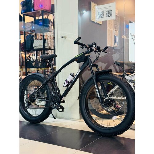 Fatbike Горный велосипед Фэтбайк GROM, 26*4.0 дюймов / взрослый, мужской и женский для прогулки / скоростной, спортивный велик для подростков черный