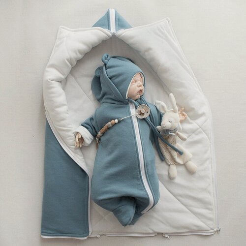 Изображение товара Комплект на выписку из футера, для новорожденного, 56 размер, морская волна, MAMINY ZAPISKY