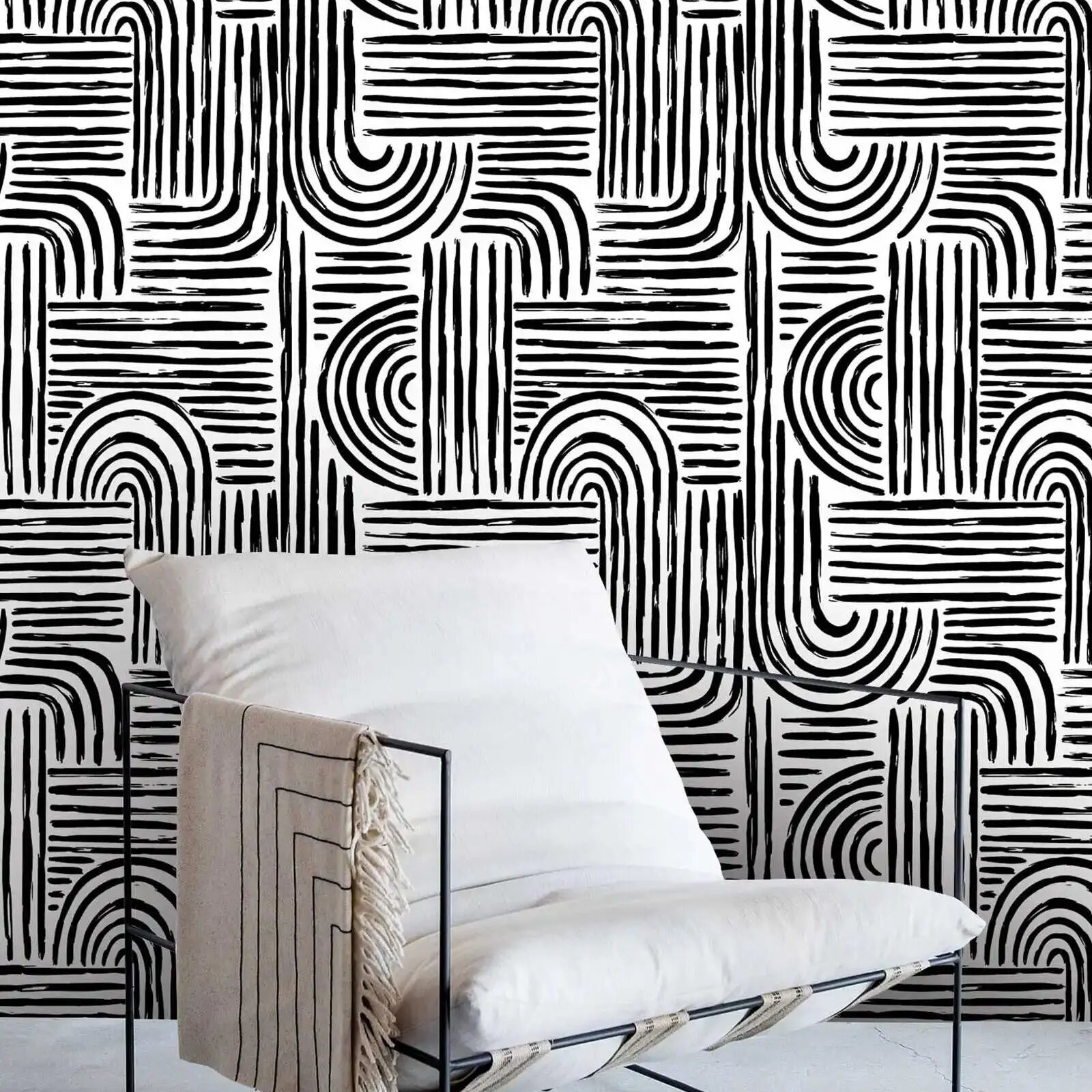 Бумажные обои Pixel&Wall, черно-белые, 50x900 см, Tradition Un-paste