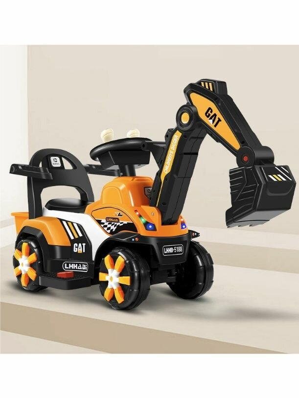 Детский электрический экскаватор, игрушка с подвижным ковшом и музыкальным эффектами