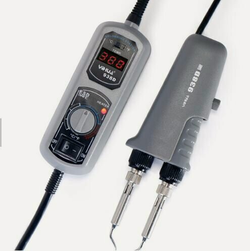 Изображение товара Портативная паяльная станция с SMD-термопинцетом YH 938D YIHUA, Регулировка температуры, дисплей, подставка