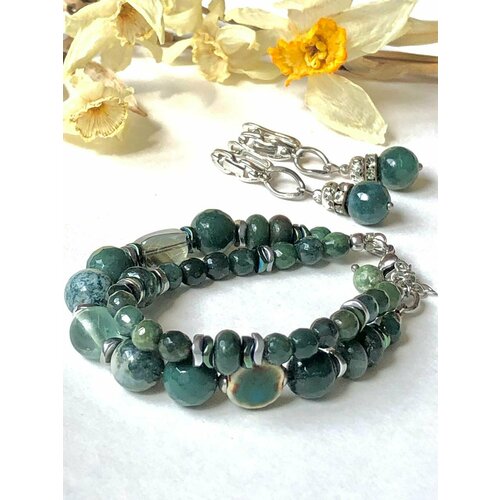 Комплект бижутерии размер браслета 16 см синий 4500₽