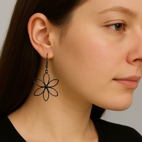 фото Серьги стайл групп, размер 45 мм, черные