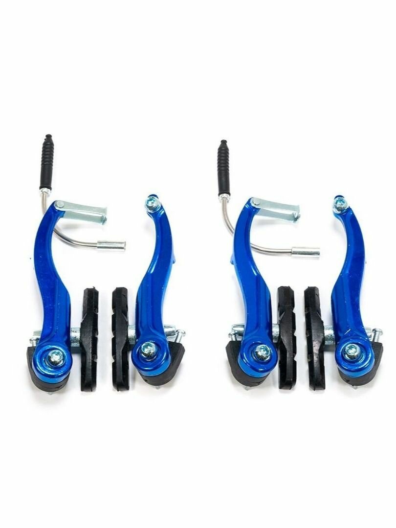 Тормоз V-br TRIX SF-BR08-BL алюминиевый передний+задний стойки 110мм колодки 70мм анодированный синий