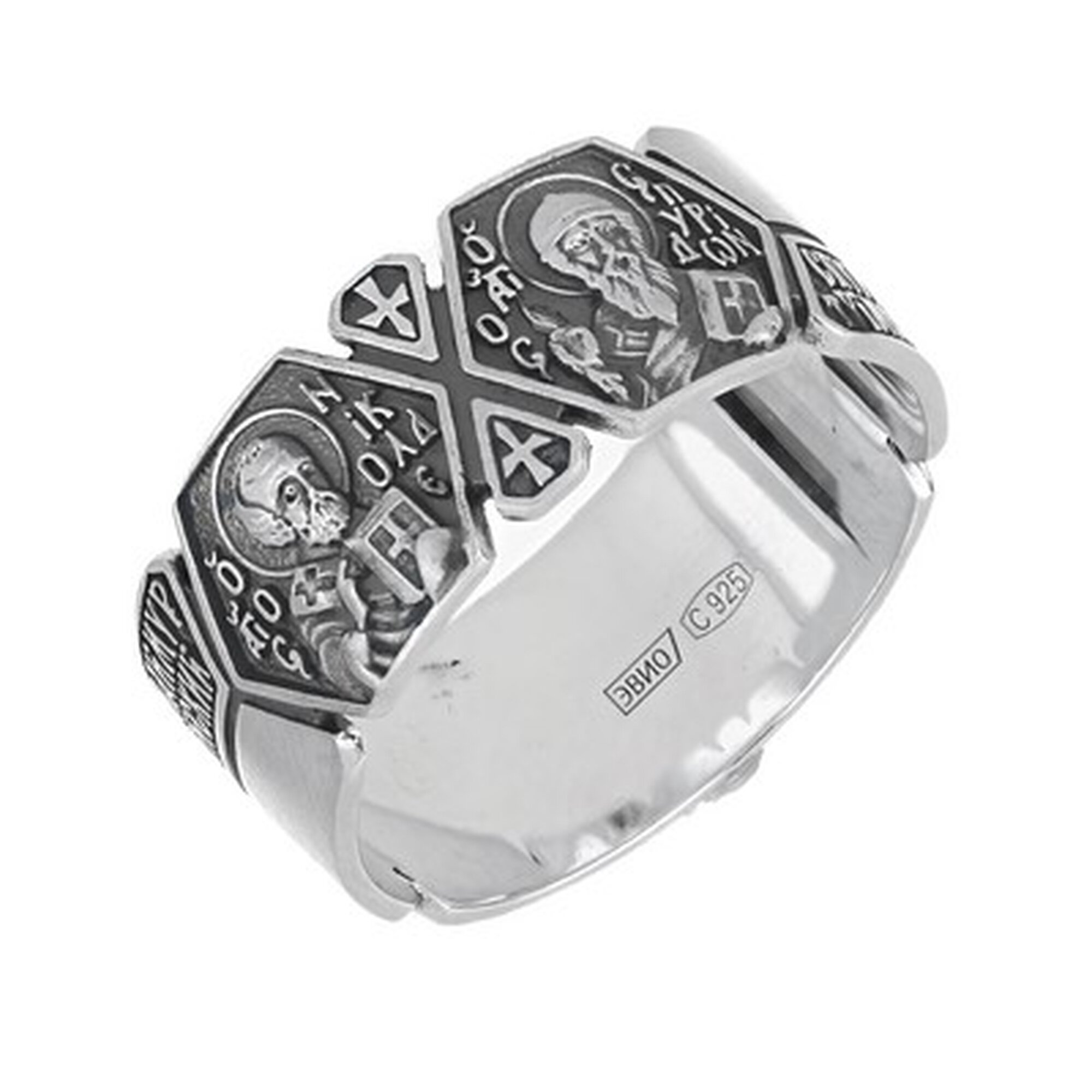 Кольцо широкое Diamant online, серебро, 925 проба, чернение, размер 20, серебристый