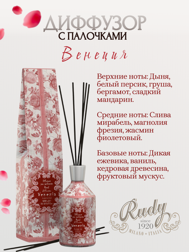 Изображение товара Rudy / Art Edition Диффузор с палочками для дома 250мл Венеция