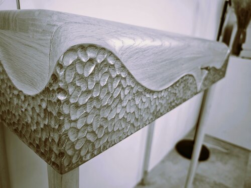 Изображение товара Тумба, консоль из массива дерева (карагач)75 см "Арт коллекция", напольная, авторский дизайн, белая