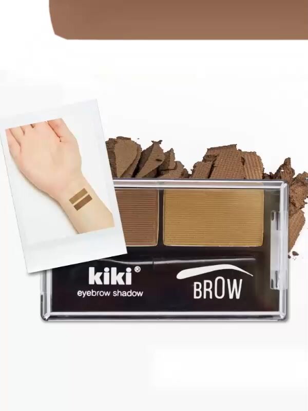 Тени для бровей KIKI eyebrow powder тон 01 стойкие компактные матовые с кисточкой коричневая гамма, кики — фото 1