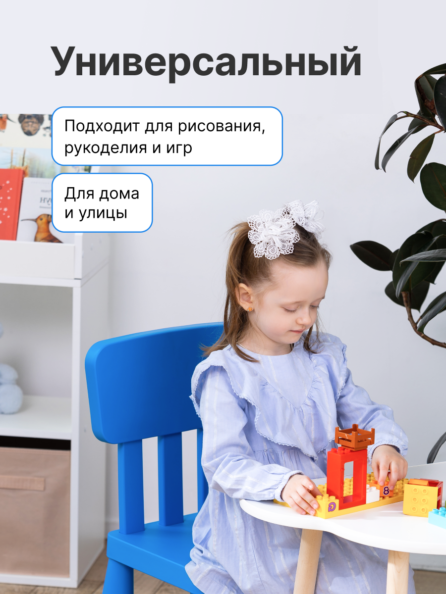 Стул детский Мамонт, пластиковый детский стульчик со спинкой, синий — фото 1