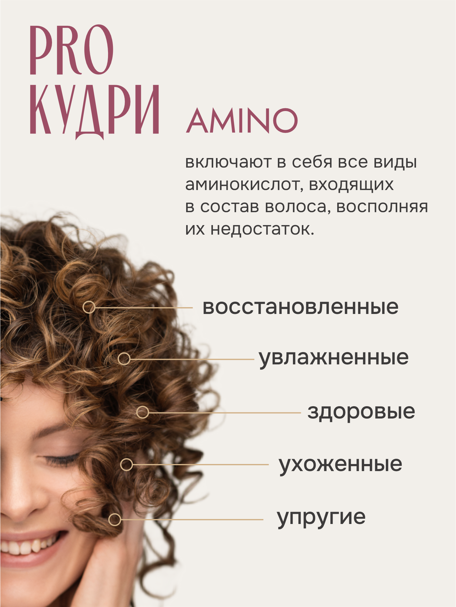 Изображение ProКудри Молочко для кудрявых волос с аминокислотами, несмываемый уход, 150 мл