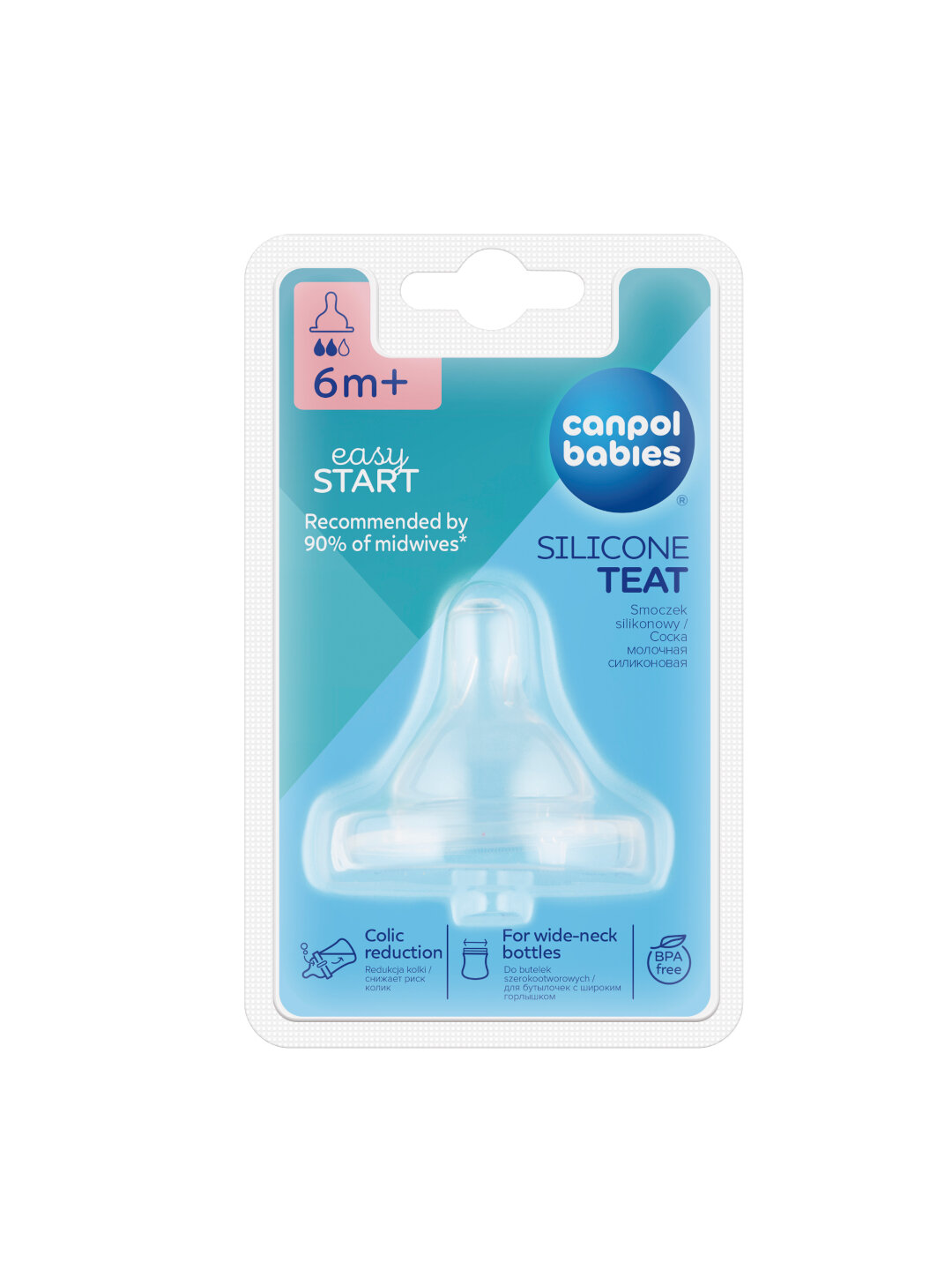 Силиконовая соска, средний поток, для бутылочек с широким горлышком EasyStart, 1 шт