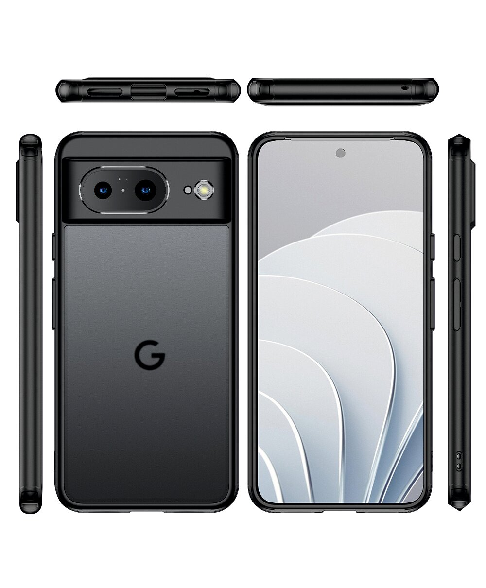 Чехол для Google Pixel 8 черный с прозрачной матовой задней панелью WLONS — фото 1