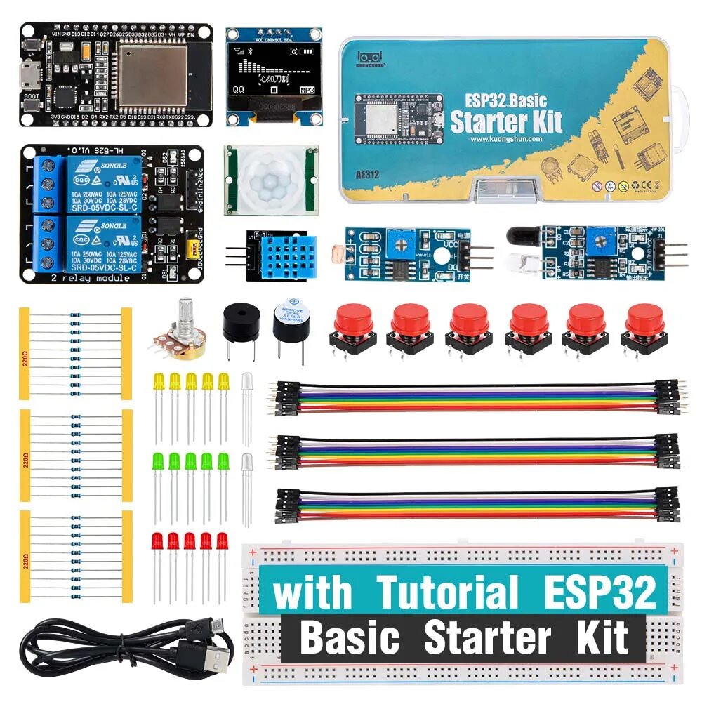 KUONGSHUN Starter Kit AE312 для ESP32, Зелёный