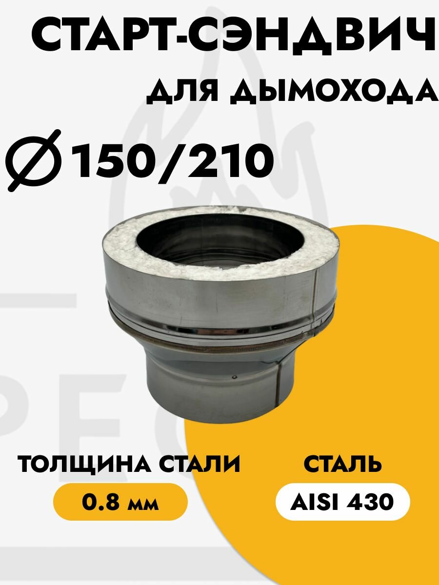 Старт-сэндвич нерж. AISI 439-0,8/439-0,5 d150/210 по конденсату с керамической ватой