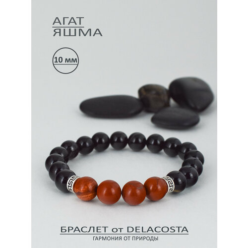 фото Браслет delacosta, яшма, агат, 1 шт., размер 18 см, красный, черный, оранжевый
