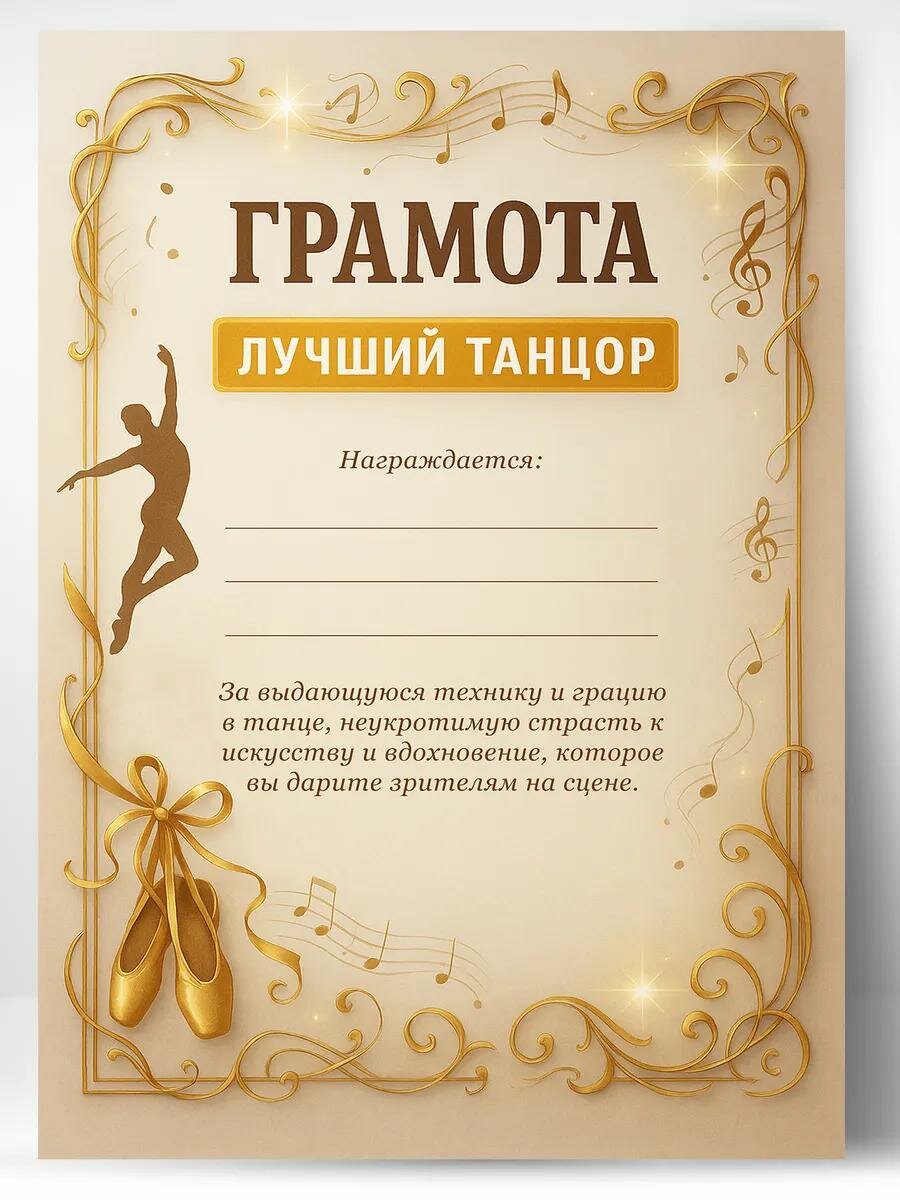 Грамота подарочная - диплом лучший танцор