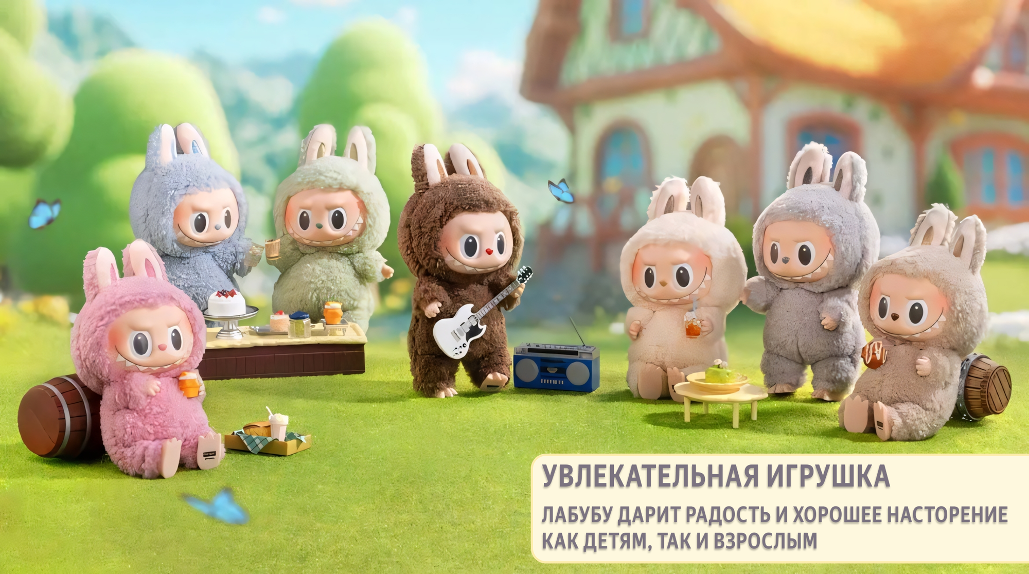 Игрушка-брелок милый монстр Лабубу (Labubu), плюш, 17см, каштановый — фото 1