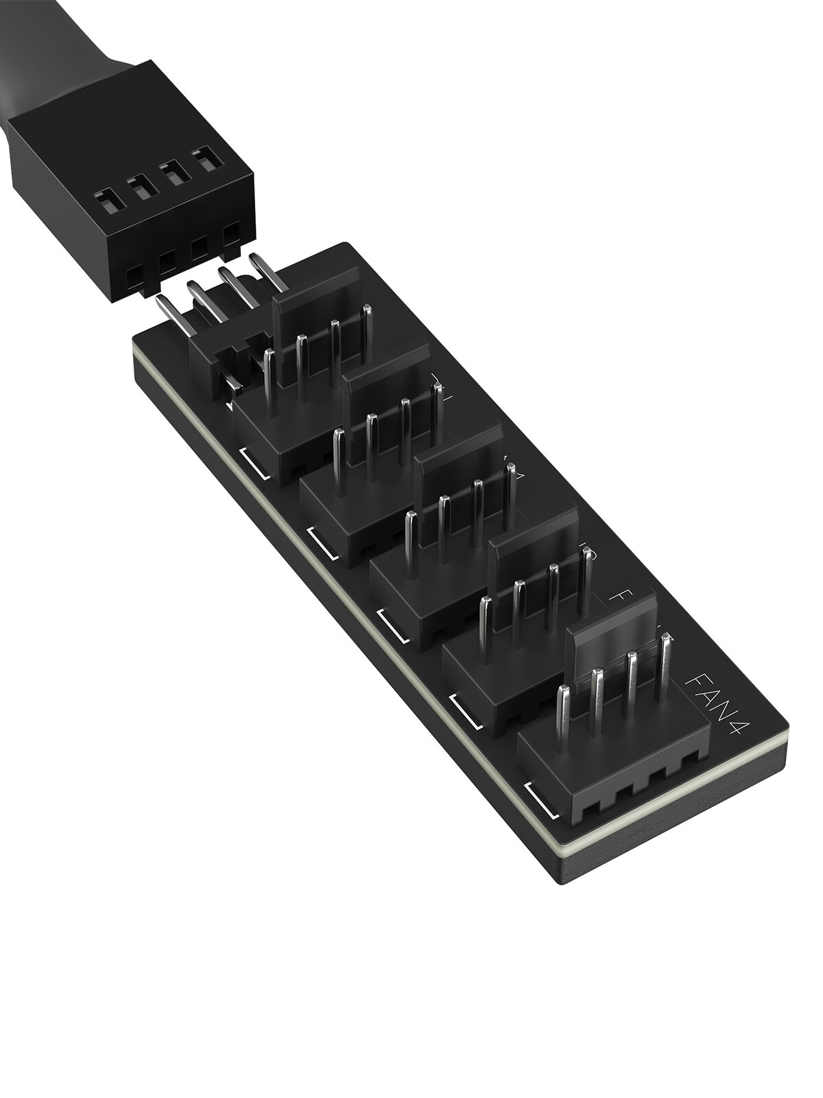 Кабель удлинитель разветвитель GSMIN C4R Hub PWM для вентилятора ПК 4pin (F) - 5х 4pin (M), 35 см (Черный) — фото 1