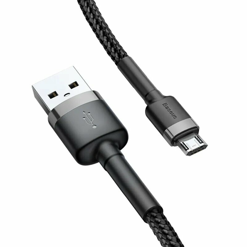 Кабель для зарядки Baseus Cafule USB-A - Micro USB, 3 м, черно-серый, 2 A — фото 1