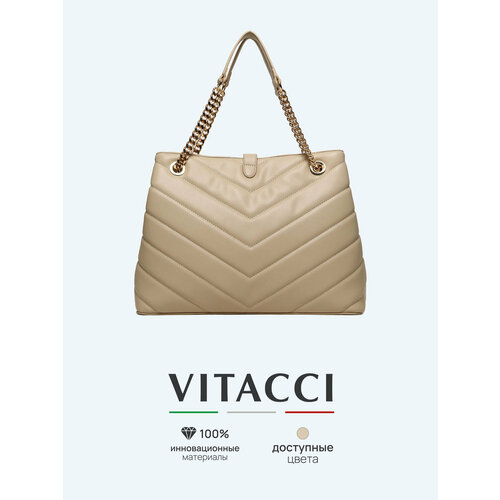 фото Сумка тоут vitacci, фактура гладкая, коричневый