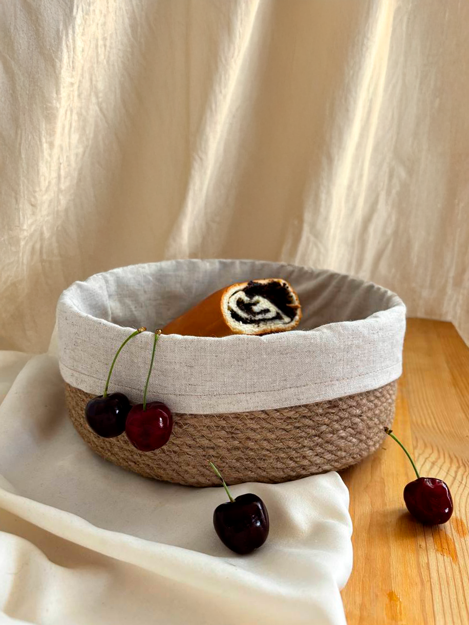 Корзина плетеная круглая, для фруктов, для косметики, Vecher Home