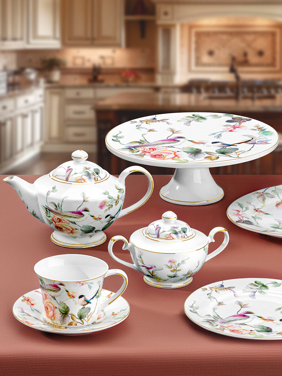 Сахарница 370 мл Elan Gallery Певчие птички, 17,5х11х10 см, фарфор — фото 1