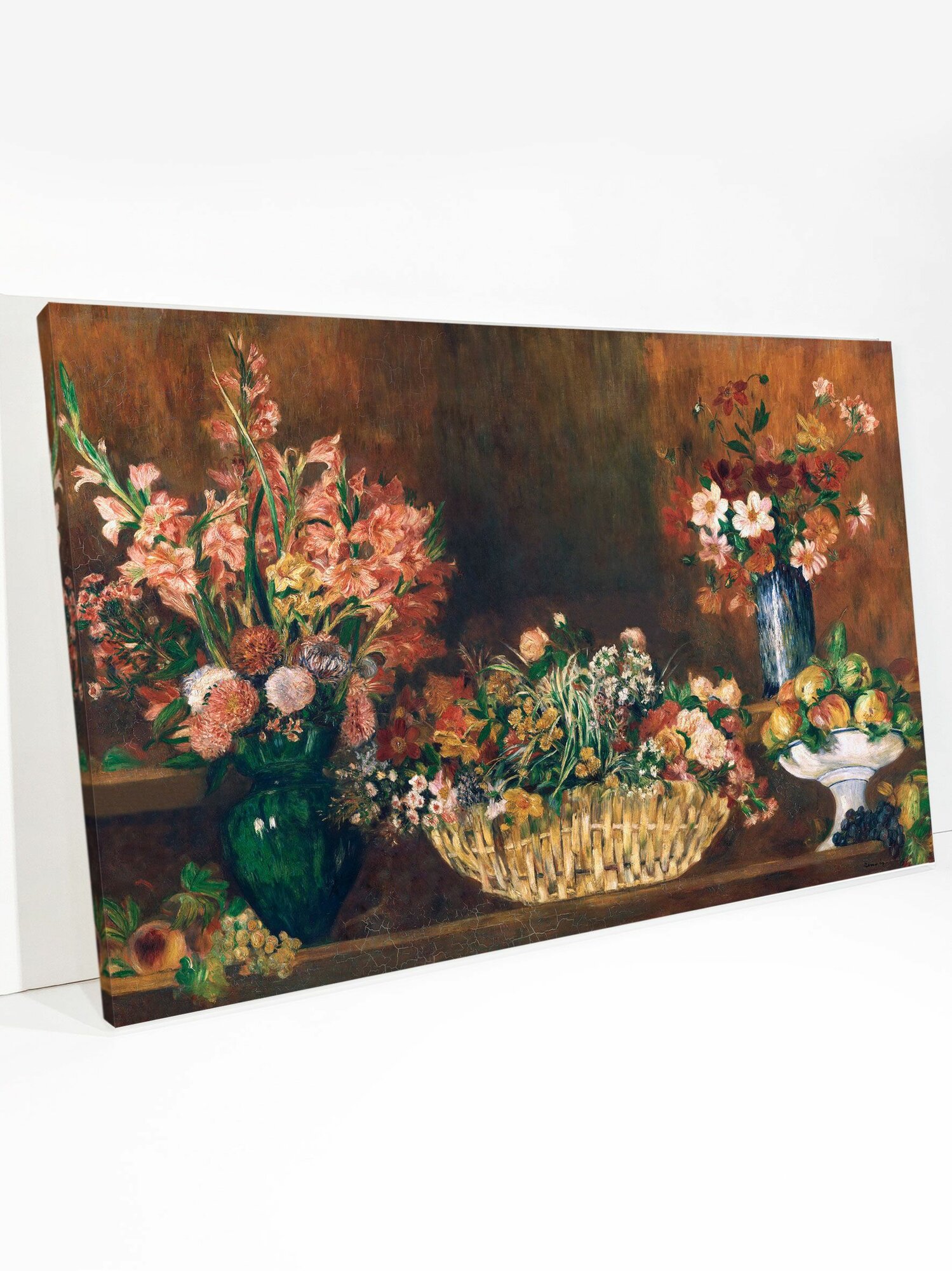 Картина Огюст Ренуар Натюрморт с цветами и фруктами на холсте 40х60см