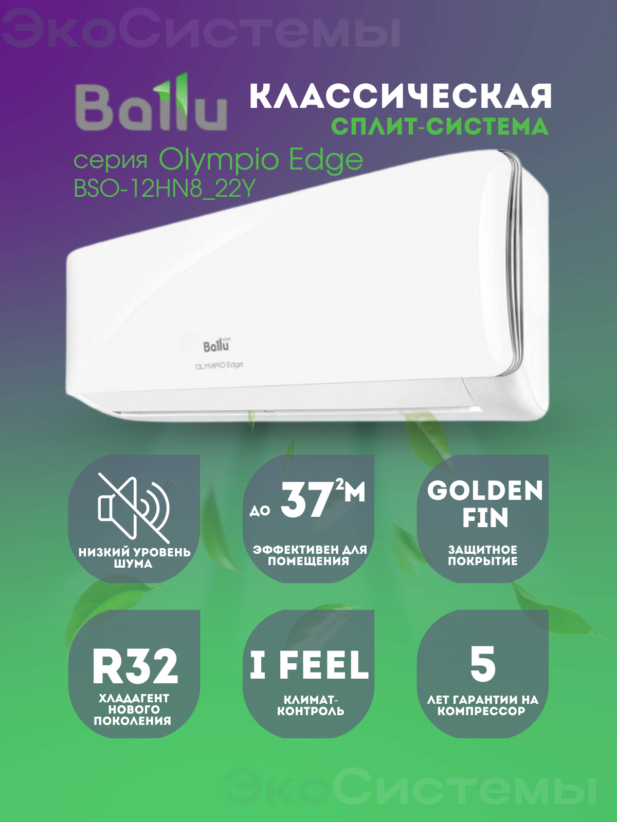 Сплит-система Ballu Olympio Edge BSO-12HN8_22Y (завод Midea)
